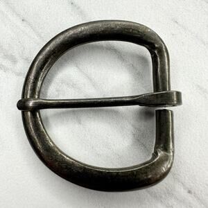 Rounded Dark Silver Tone Simple Basic Belt Buckle